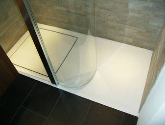 Quadro Corian XXL Duschwanne bodenb�ndig, 80x160cm mit Ablaufrinne in Corian, in allen Gr��en auf Ma� erh�ltlich