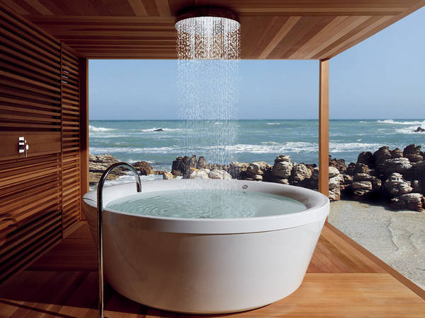 Badewanne Geo 180 free standing, Design Ludovica + Roberto Palomba, freistehende Badewanne mit Farblicht und Airwhirlsystem, Durchmesser 1800x700mm, Farbe wei�
