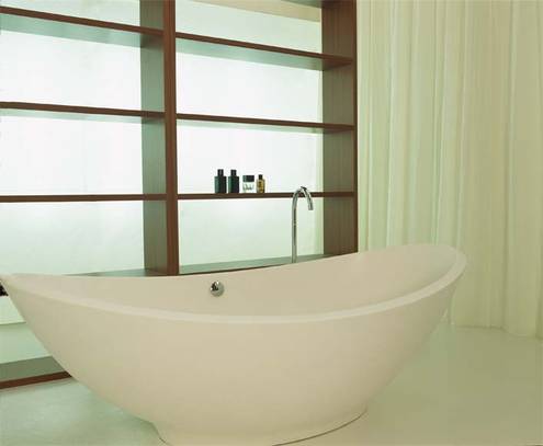 Freistehende Badewanne Lavasca Mini wei� matt, Design by Matteo Tun, aus Cristalplant, LAVA MINI, Gr��e 180x100x48/62cm, Farbe wei�