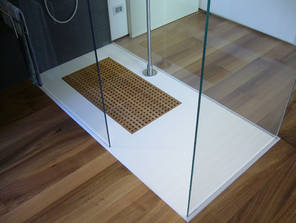 Grid XL Duschwanne Corian mit Holzeinsatz, 90x160cm, auf Ma� in allen Gr��en lieferbar